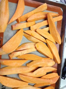 Peeled raw sweet potatoes