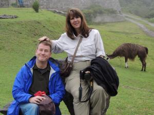 My friend Hal and I rest at the crater. That other guy kept following us.