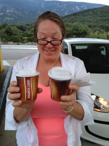 Coffee to go was difficult to locate! And small.