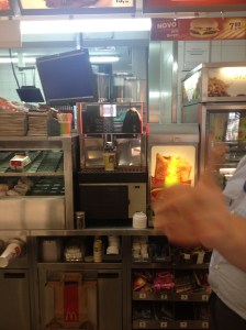 When driving cross-country, we stopped at McDonalds for a bathroom break. Their coffee was made fresh from espresso. The woman at the counter sternly told me 'no pictures allowed'