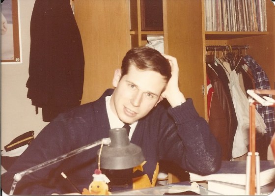 Mark, wearing his letter sweater!  He needs laid back people in his life.