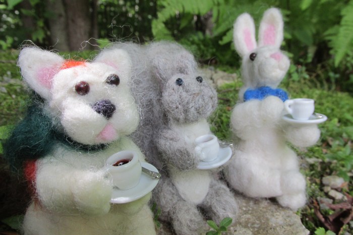 Tea Time in the forest for the needle felt gang.
