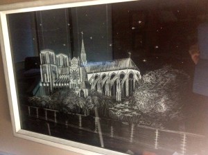 Notre Dame by night, 2004. White chalk. I didn't want to take it out of the frame to photograph.